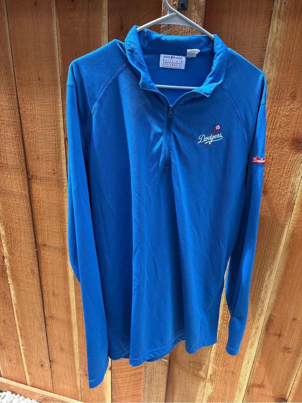 LA Dodgers Budweiser 1/4 Zip Pullover Jacket XL Blue MLB Embroidered Lightweight